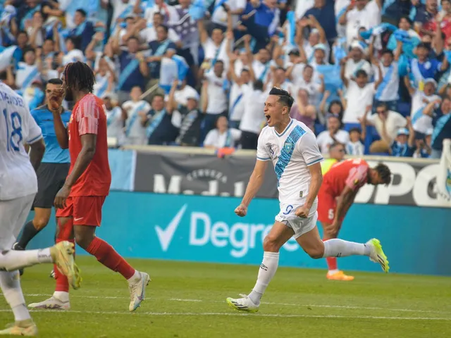 Guatemala striker Rubio Rubin celebrates his goal on July 4, 2023